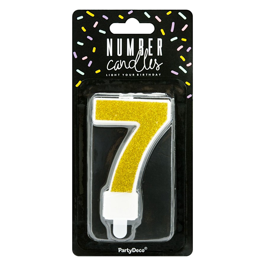 Vela de Cumpleaños Dorada Partydeco - Número 7 | Elegante y Brillante