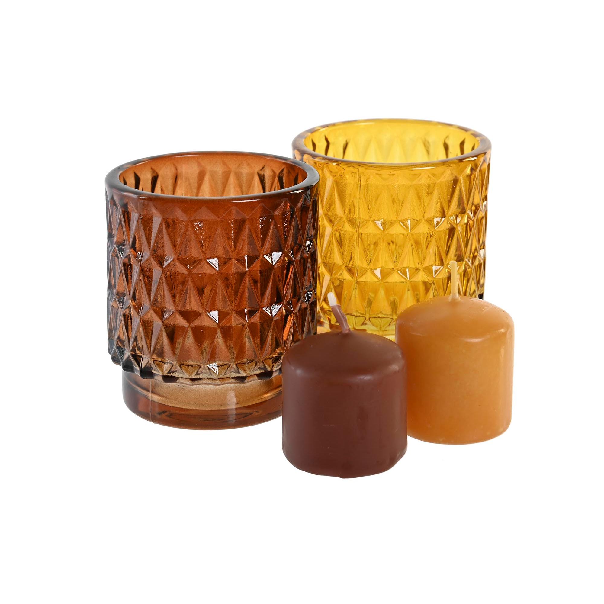 NILUXE HOME & STYLE - Pack de 4 velas y vaso - Velas de cera - Velas en vaso de cristal - Velas ideal para regalar