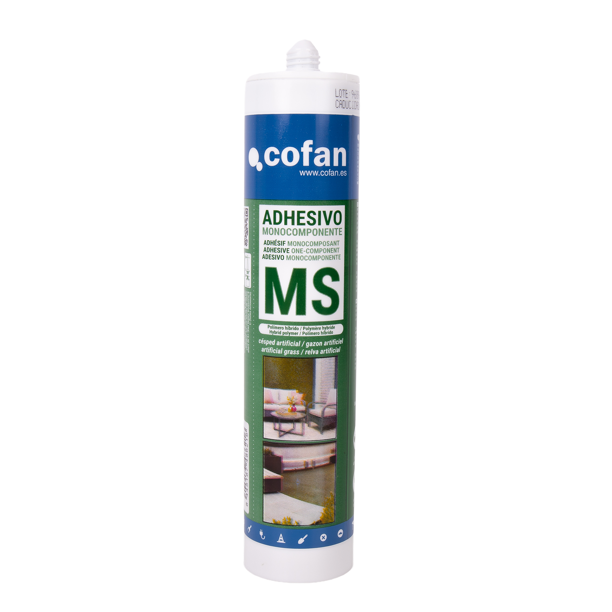 Cofan Adhesivo MS Verde para Césped Artificial de 290 ml | Pegado Profesional de Césped, Caucho, PVC y Goma | Resistente al Agua, UV y Exterior