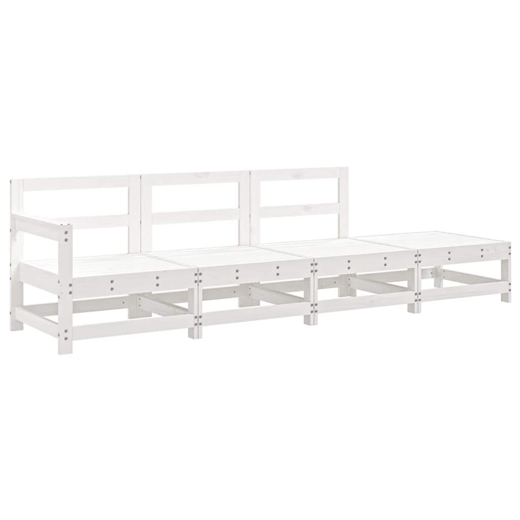 vidaXL Juego de muebles de jardín 4 pzas madera maciza de pino blanco