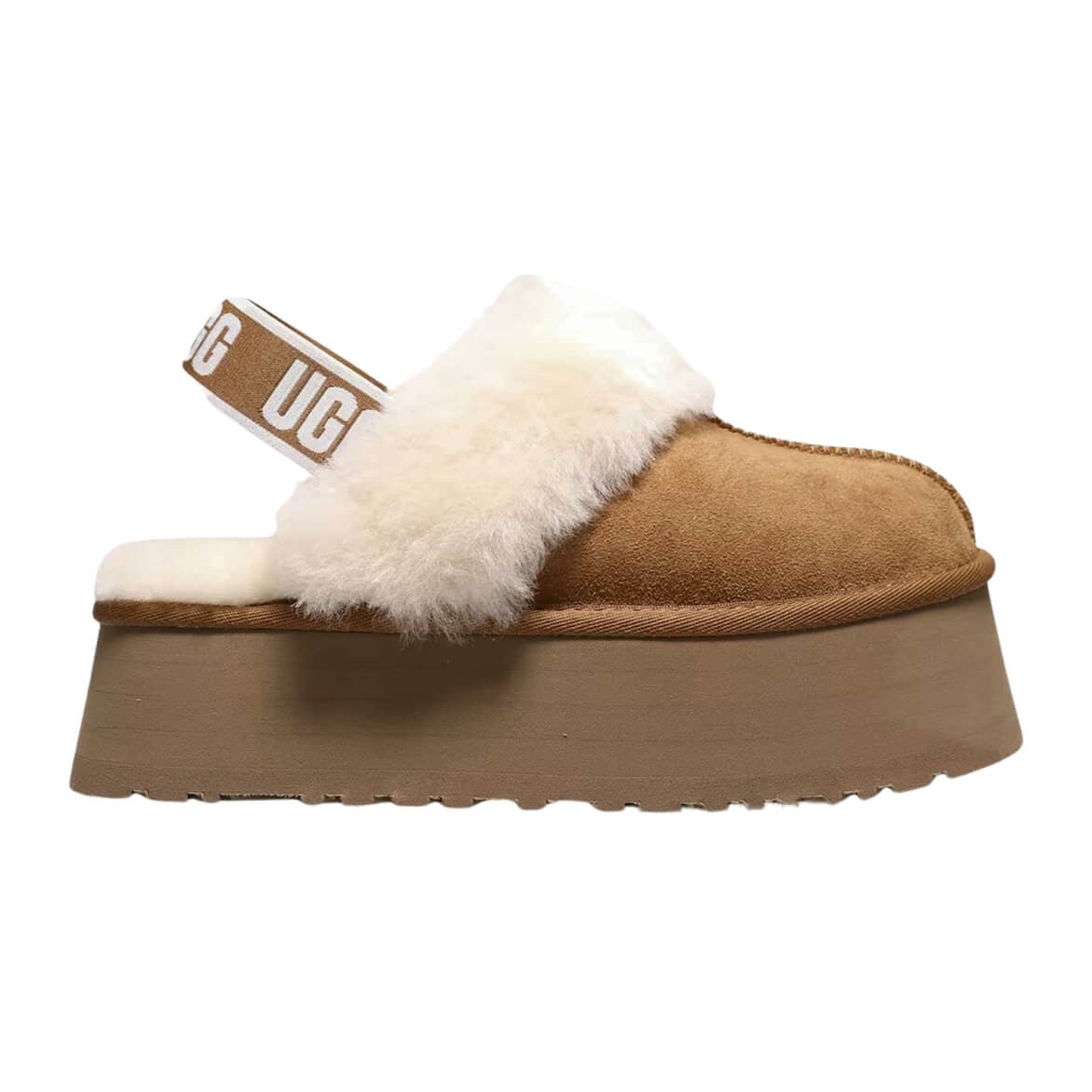 Zuecos Con Plataforma Funkette Chestnut Con Borreguito De Ugg