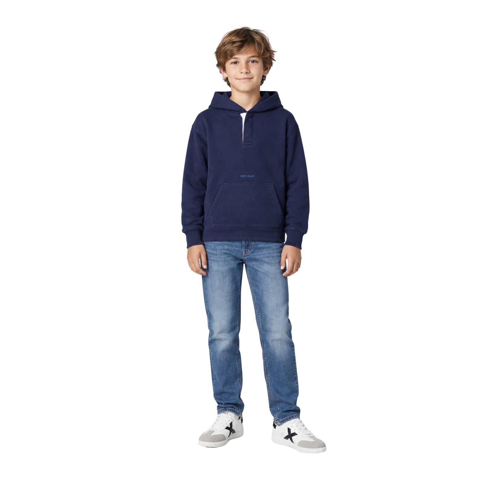Pepe Jeans - Henry Pb5800091-595 - Sudadera Azul Marino Tipo Canguro Con Capucha - Niño