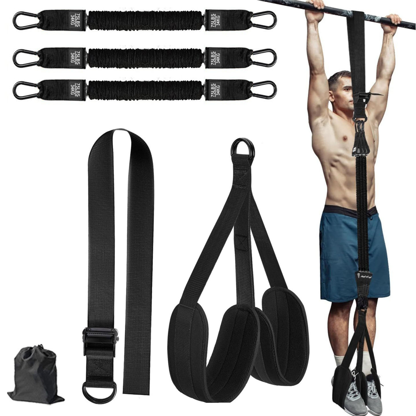 6 piezas de cuerdas de resistencia auxiliares para dominadas para ejercicio al aire libre doméstico, bandas de resistencia para barra fija para entrenamiento físico, equipo deportivo