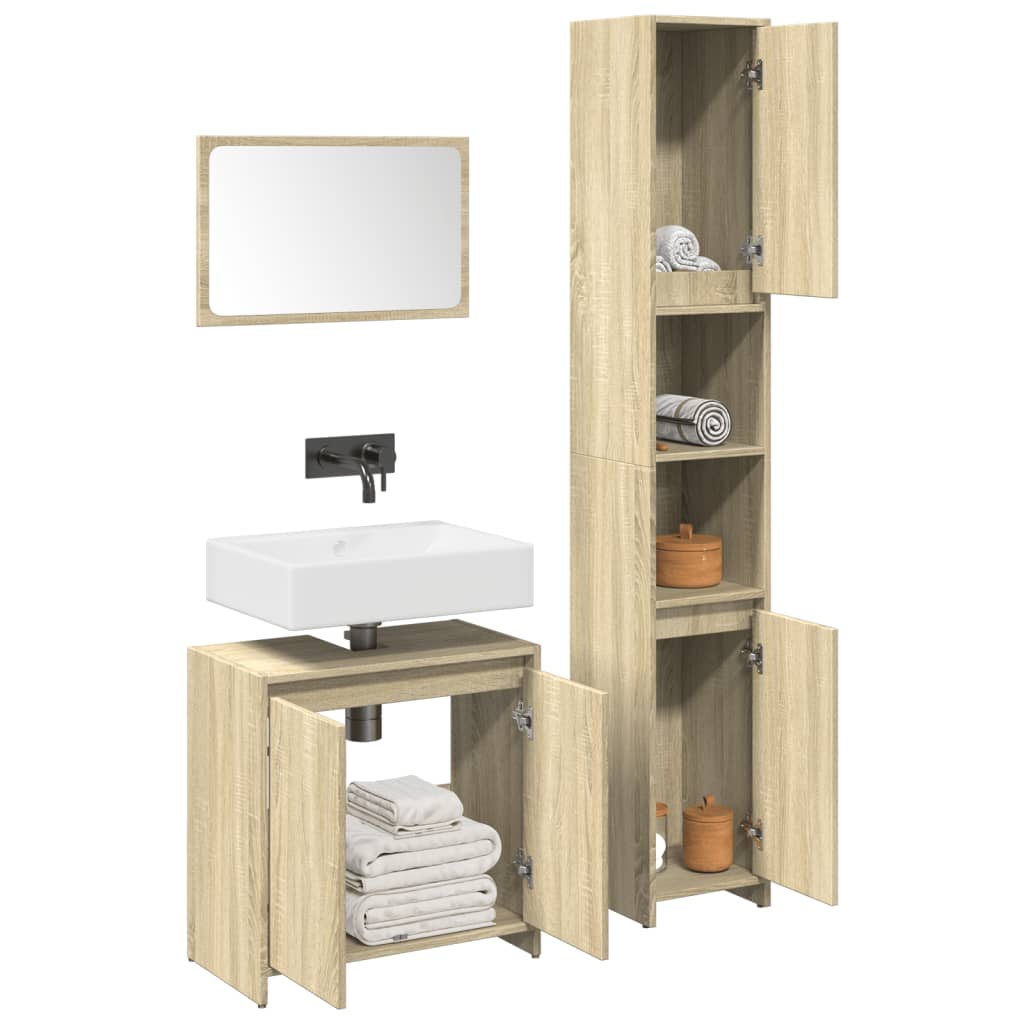 vidaXL Set muebles de baño 2 piezas madera contrachapada en color Roble Sonoma/Gris hormigón | almacenamiento funcional diseño moderno para baño dormitorio sala