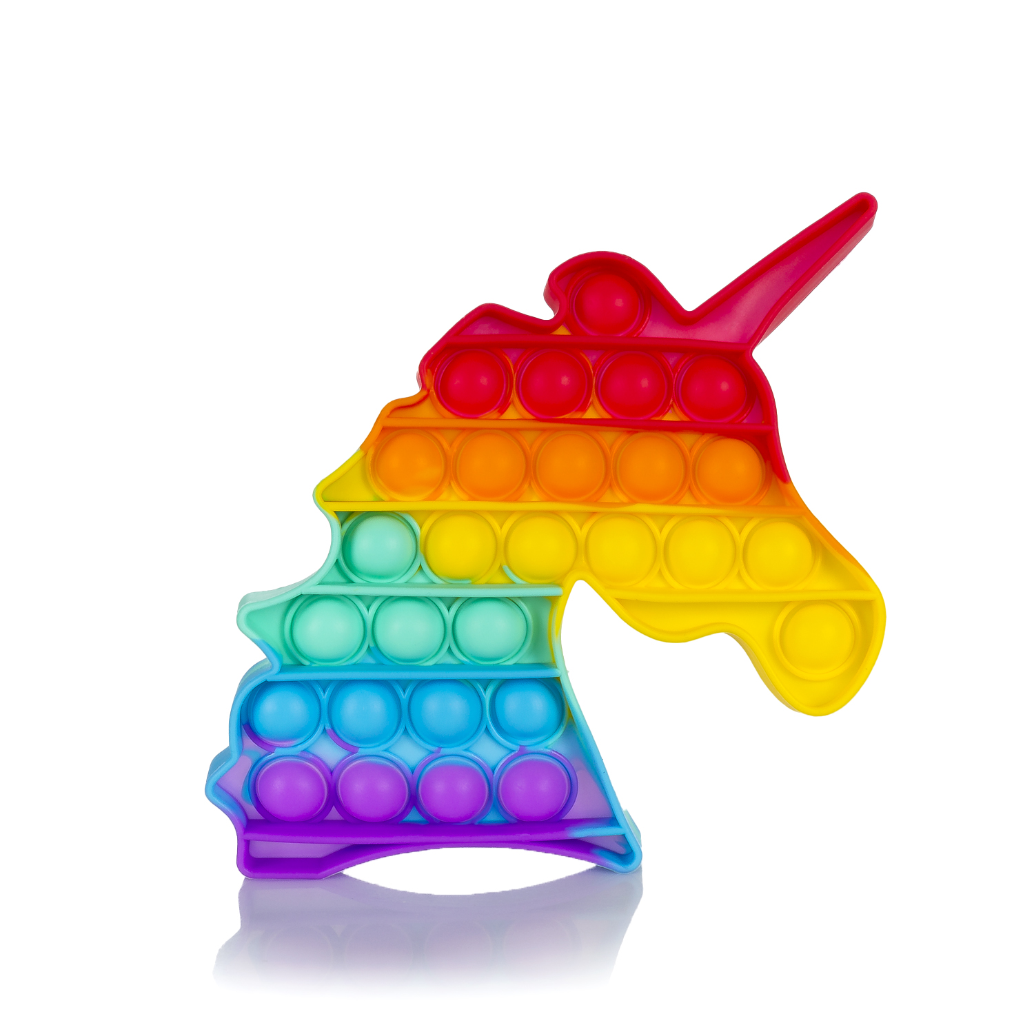 DAM. Bubble Pop It juguete sensitivo desestresante, burbujas de silicona para apretar y pulsar. Diseño unicornio multicolor. 15,4x1,5x1815cm