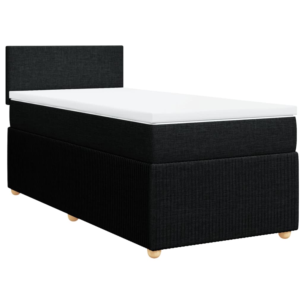 vidaXL Cama box spring con colchón tela negro 90x190 cm