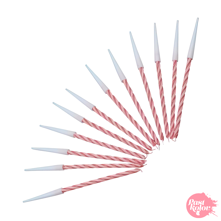 Glotomania - Velas en Espiral Rojas - Soporte Blanco - Parafina - Alto 13 Cm
