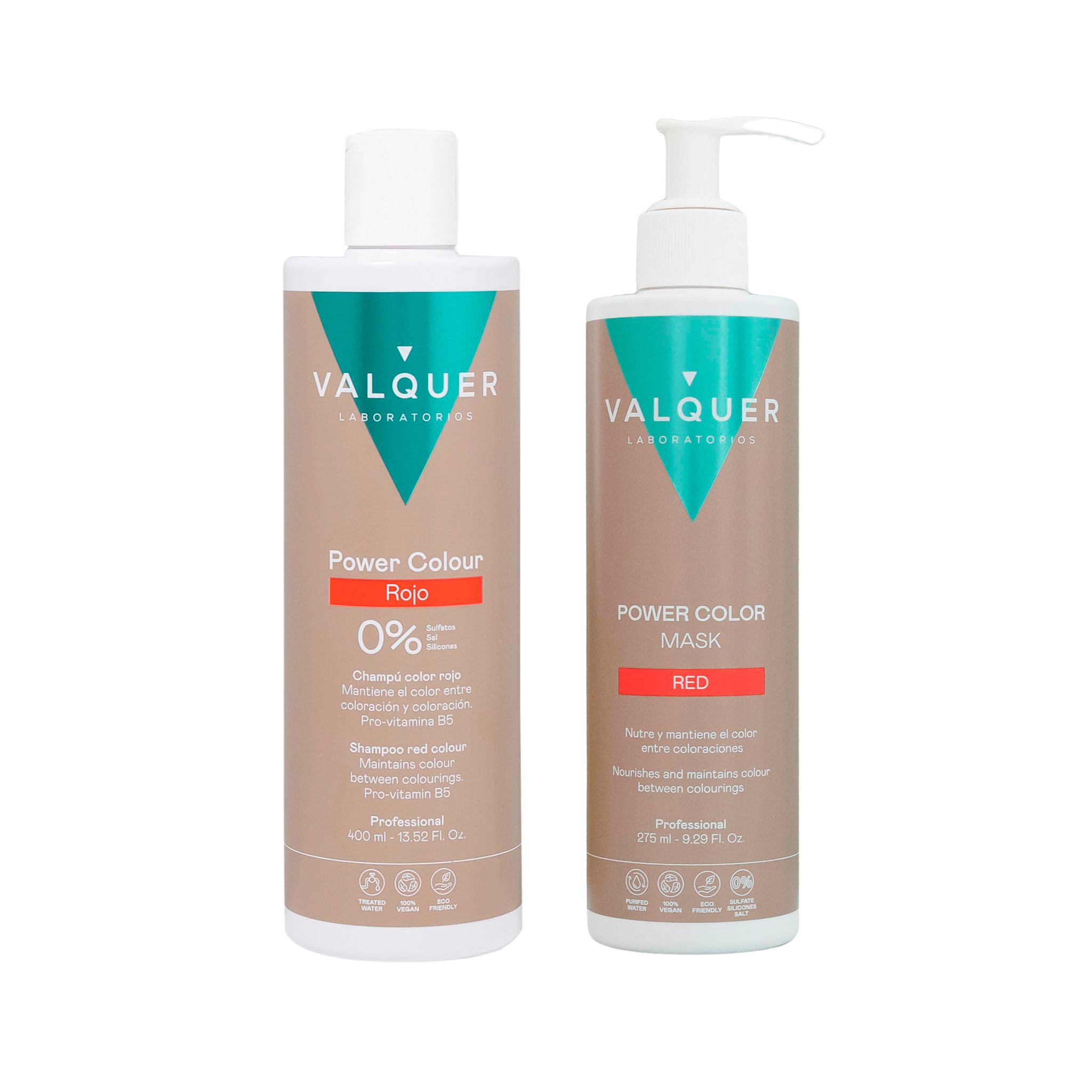 Pack Power Color Rojo: Champú y Mascarilla Intensiva - Valquer Laboratorios
