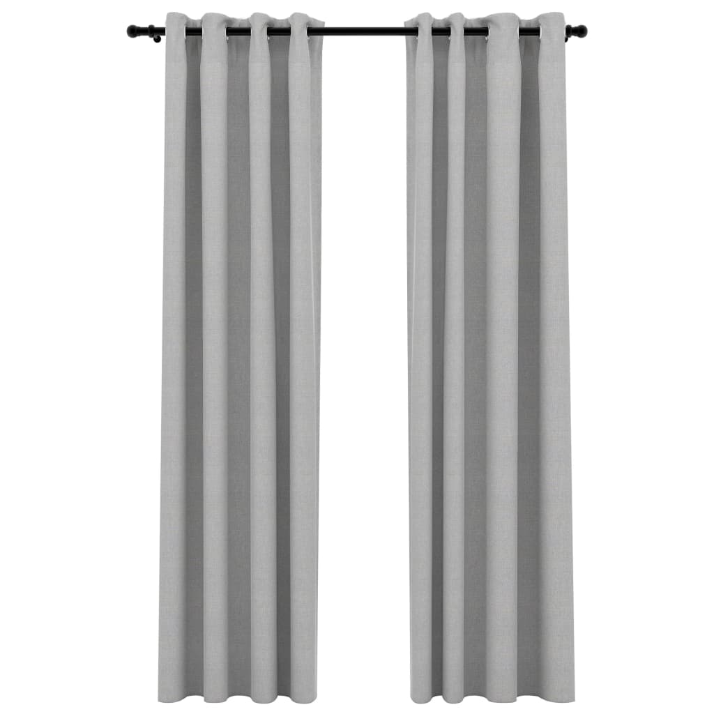 vidaXL Cortina Opaca con Ojales Look Lino 2 Piezas 140x225 cm Salón Color Antracita,  Azul,  Gris y mas