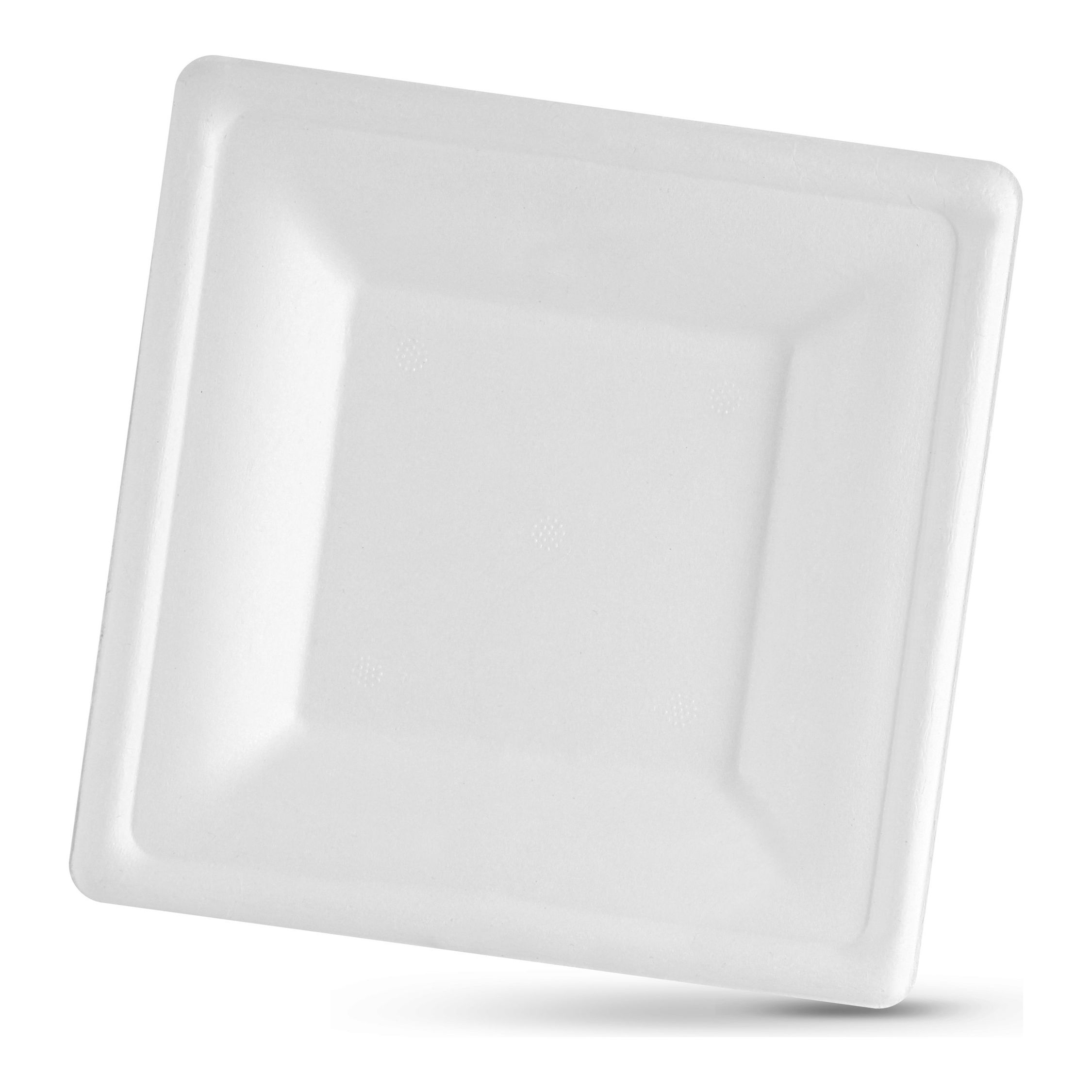 Algon - Set de Platos Rectangulares, 5 Unidades, Caña de Azúcar, 20cm, Blancos - Ecológicos y Biodegradables para Eventos y Celebraciones