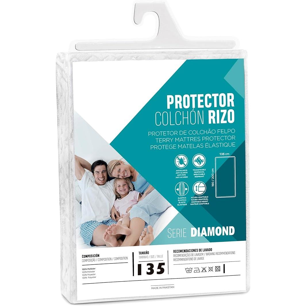 TopRed | Ram'S TopRed HIPERMANTA Protector Colchón Rizo Diamante Antiácaros Transpirable Altura Adaptable Marca Ram's