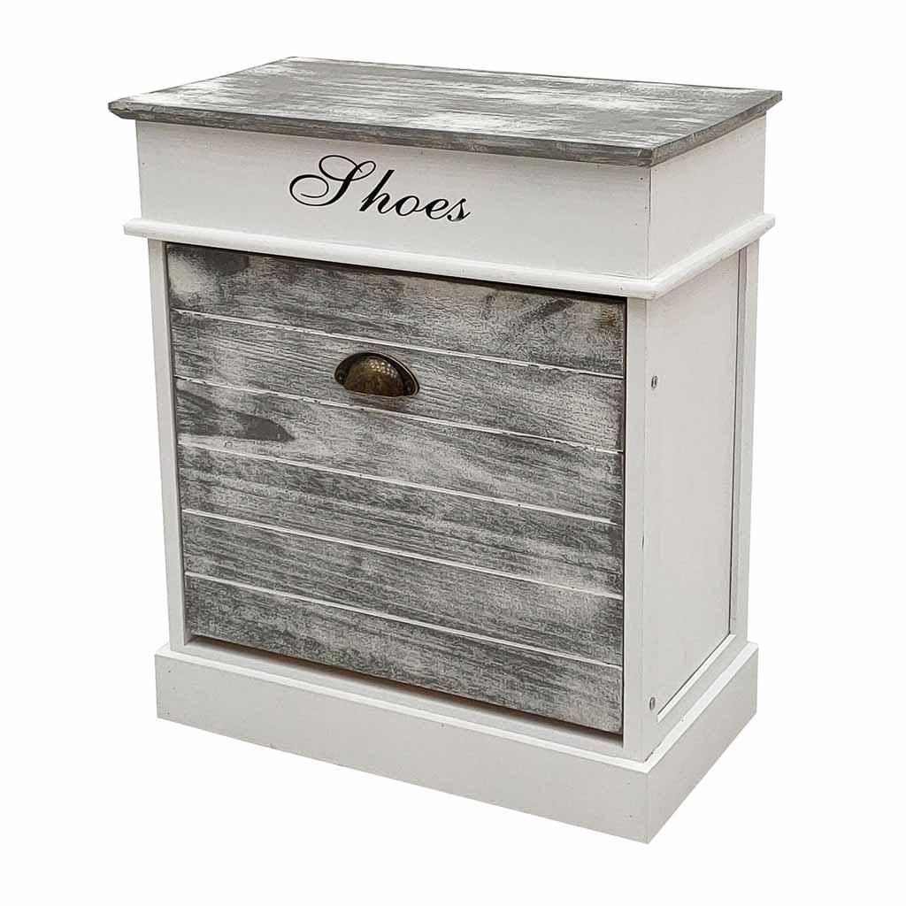Wonderlust Deco - Zapatero de madera blanco 50x28x58 Blanco 50x28x58h cm