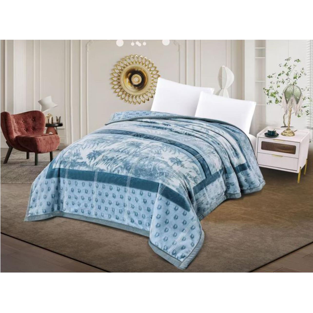 Manta terciopelo estampada floral Doble Cara Manta colcha muy gruesa y cálida, ideal para los meses de invierno 220X240cm 4 kg(4KG)