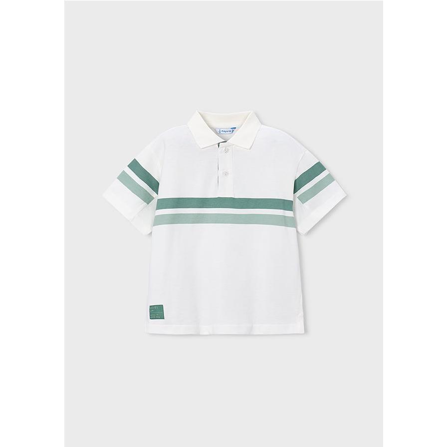 Mayoral - Polo de manga corta para niño con diseño de bandas, ideal para uso diario en colegio y ocio, tejido suave y transpirable
