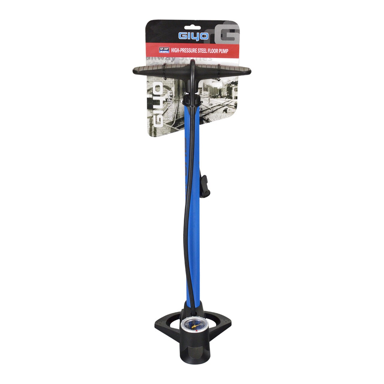 Bomba Inflador Taller Garaje 160Psi Presta Schrader Con Manometro Tubo 32Mm Azul 15412