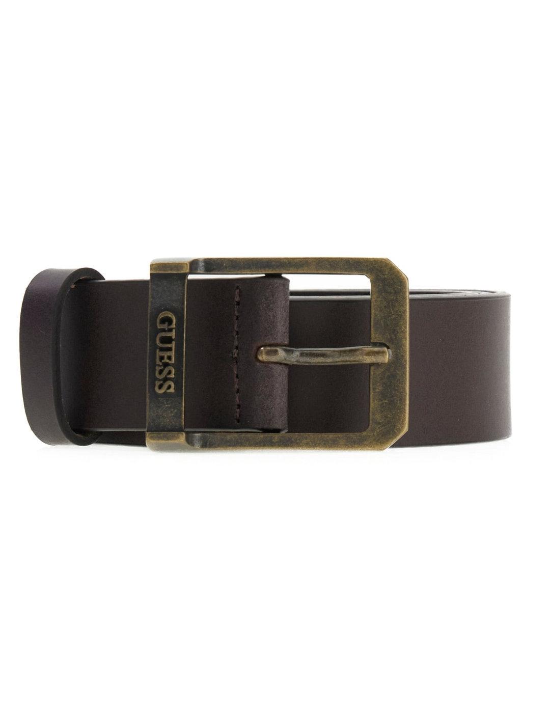 Cinturón Guess Institutional marrón de piel para hombre