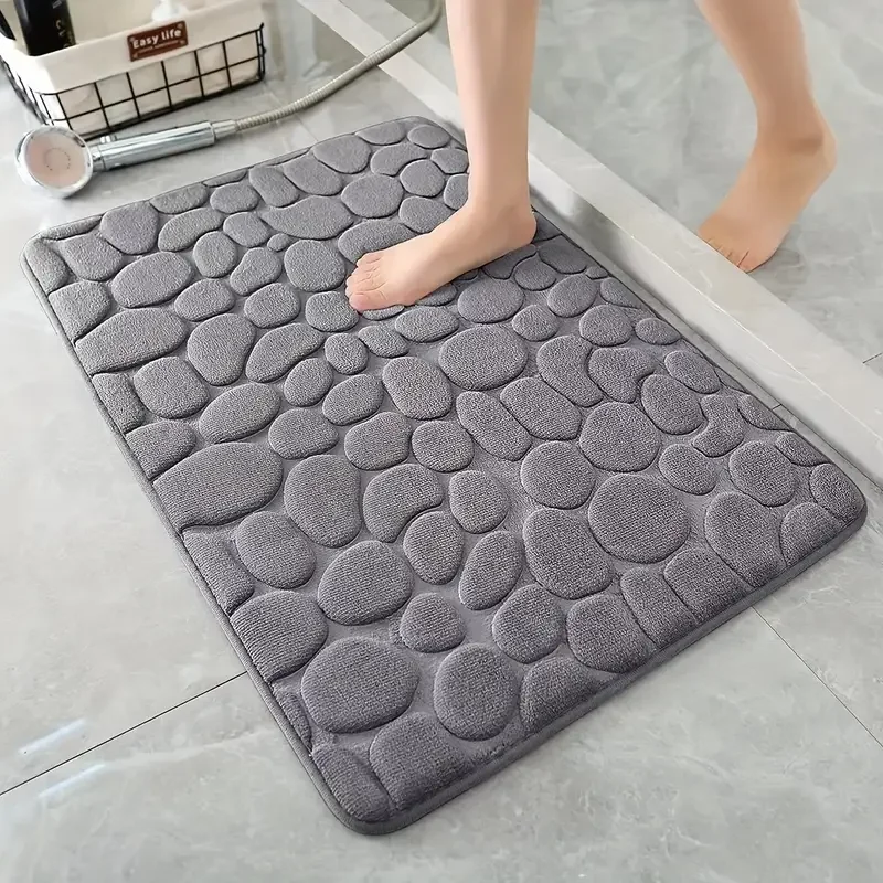 TK Alfombra De Baño Antideslizante 3D Piel De Cobblestone Absorbente Alfombrilla De Puerta Para Piso Máquina Lavable Secado Rápido Moderno Estilo Eco-amigable
