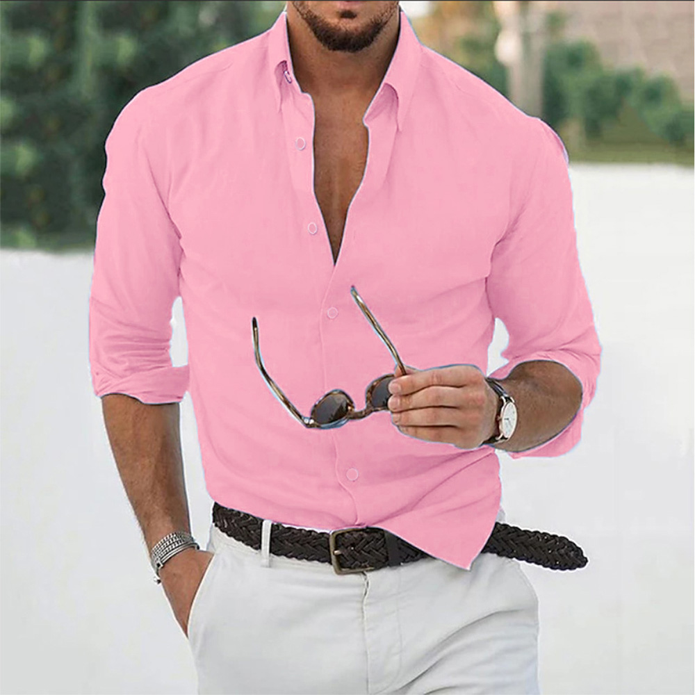 TK Camisas De Algodón Y Lino Para Hombres Tops Casuales De Color Sólido Manga Larga Abierta Streetwear Para Otoño Ropa Casual