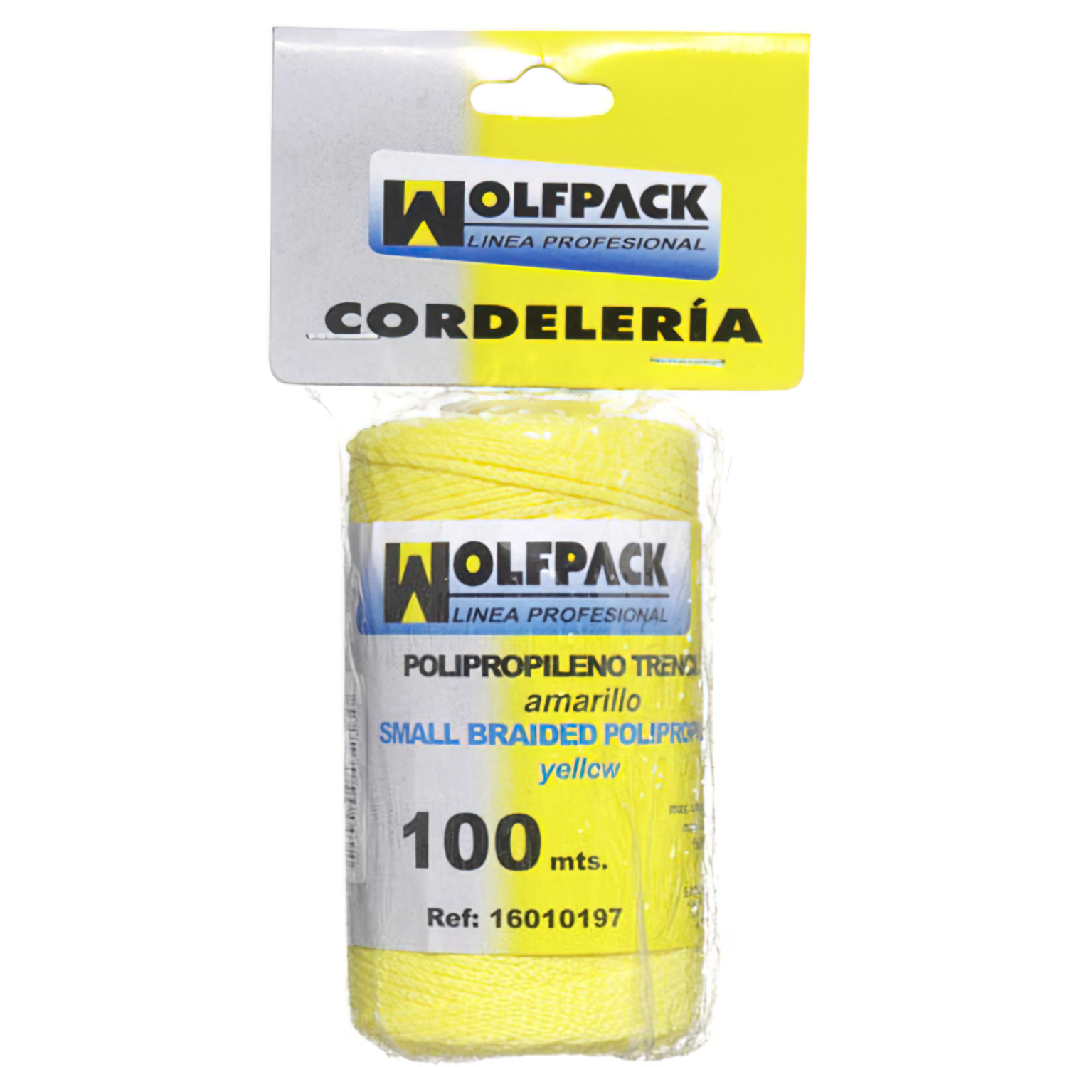 SANCO STORE - WOLFPACK LINEA PROFESIONAL Cuerda Trencilla Polipropileno Amarillo (Bobina 100 Metros)