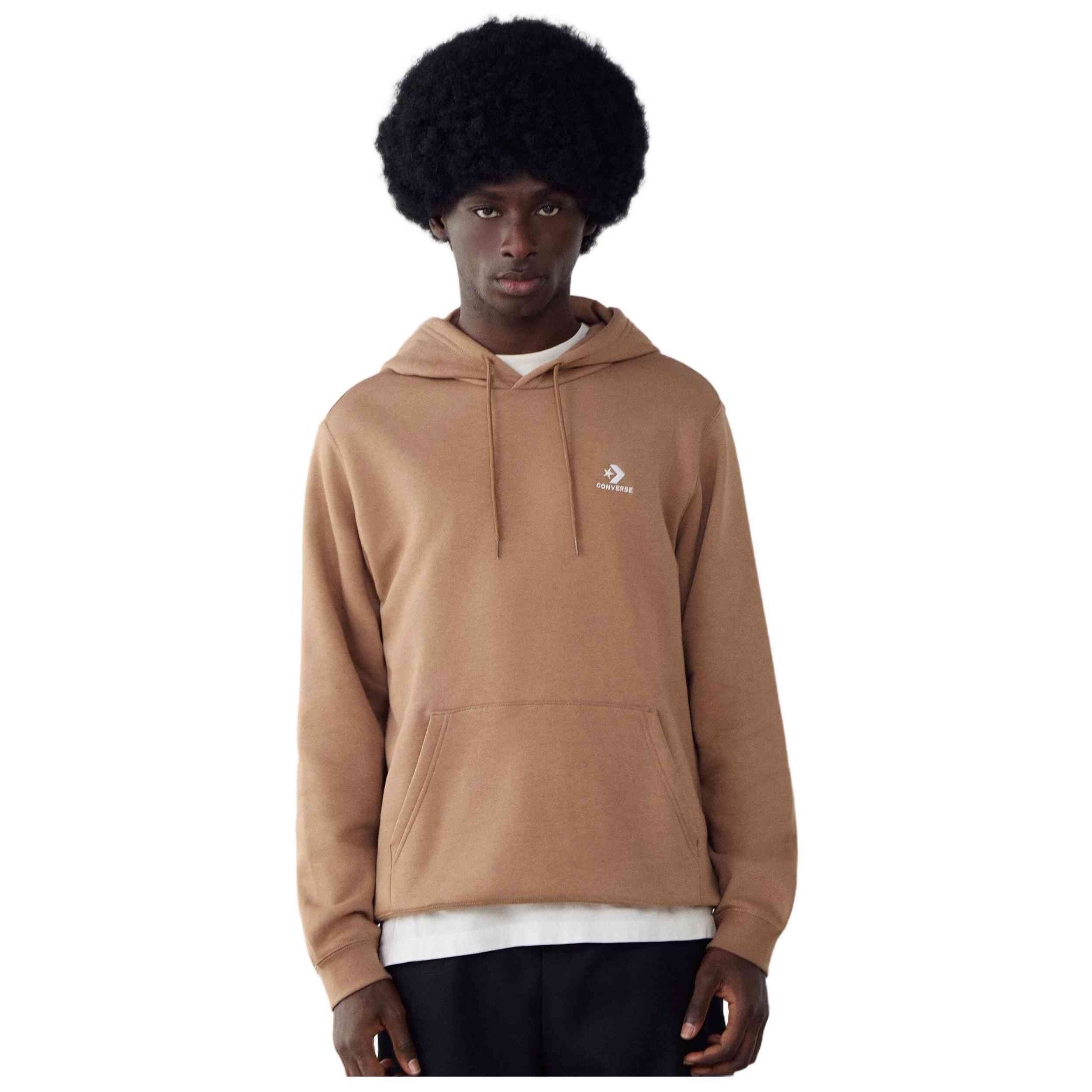 Top Converse modelo Standard Fit Left Chest Star Chev Emb Hoodie Bb en color Marrón