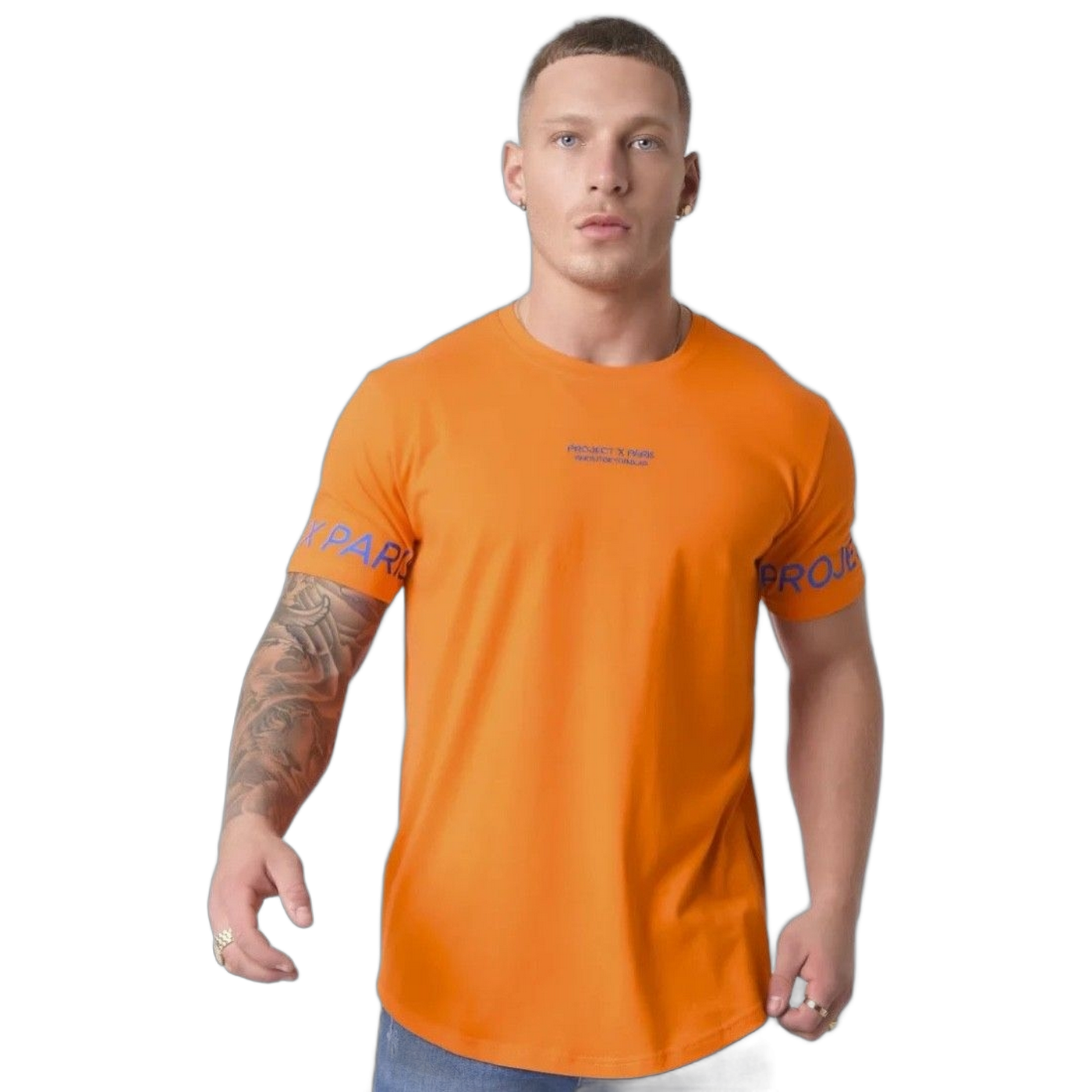 Camiseta Project X Paris con Logo Manches Naranja Moderno, Ropa casual