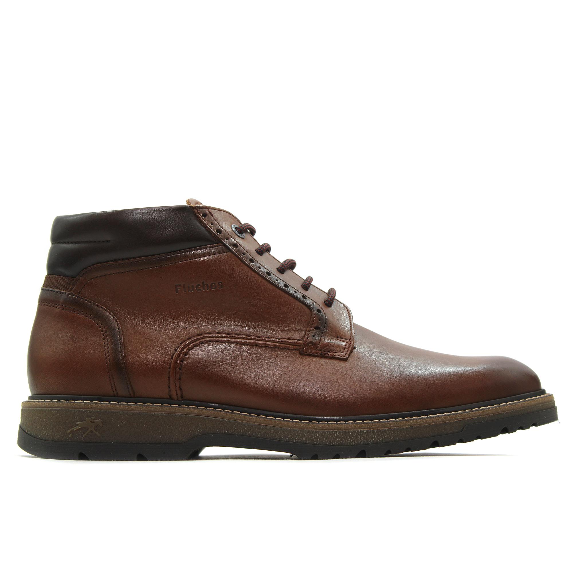 Fluchos F2321 Botín de piel con cordones,suela de goma,bota tobillera casual,modelo clásico y sencillo,tacón bajo para caballero