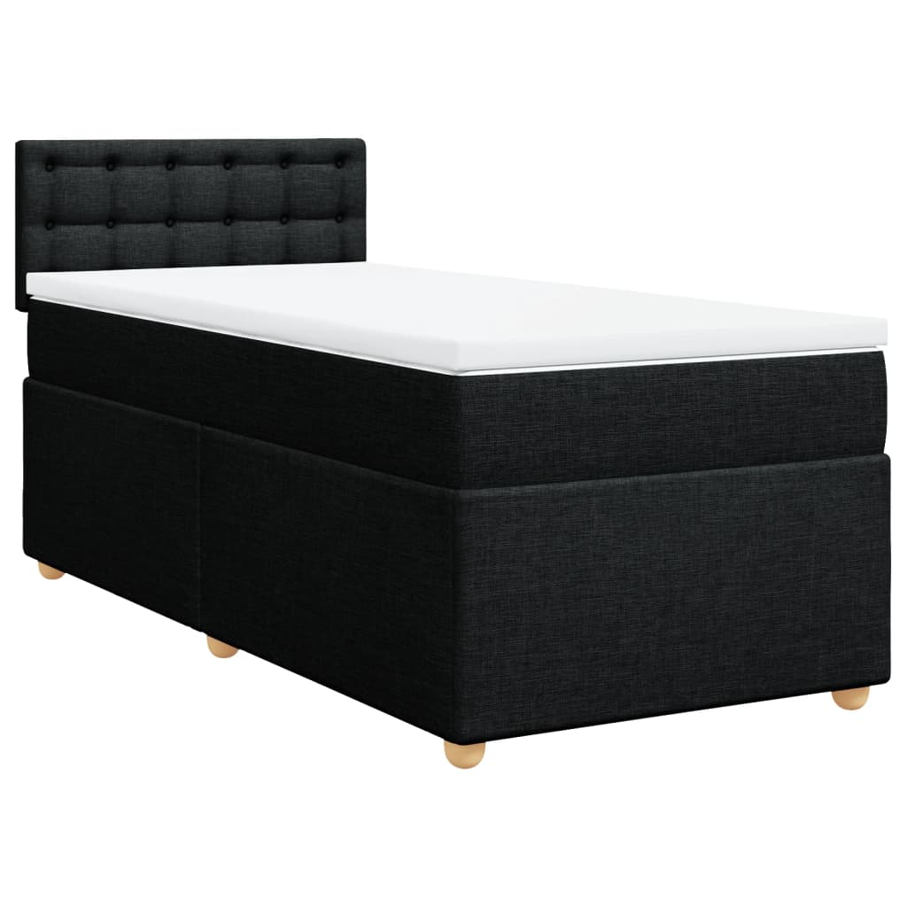 vidaXL Cama box spring con colchón tela negro 80x200 cm