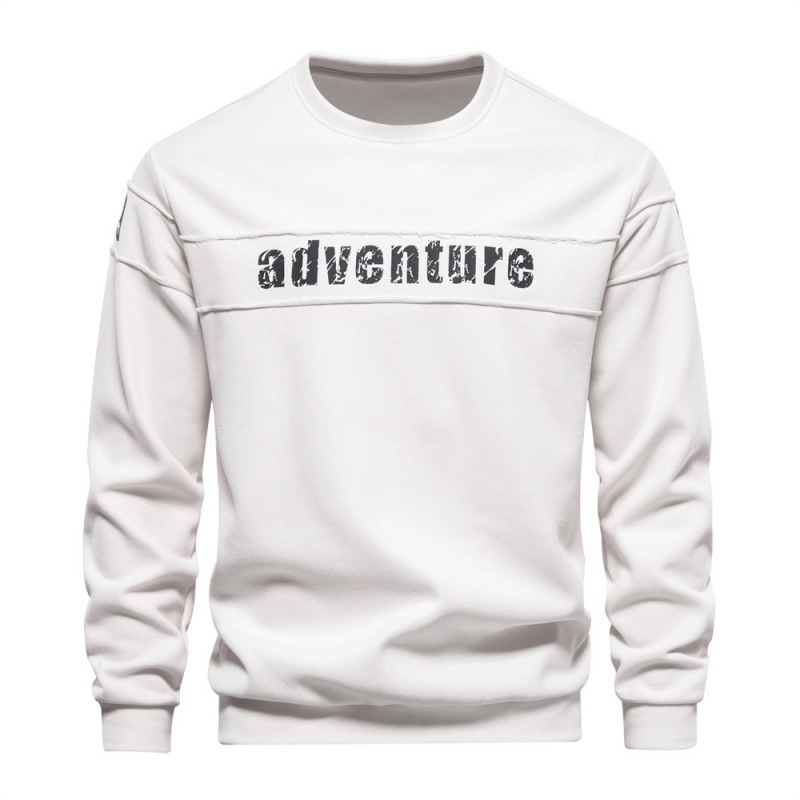TK Otoño nueva sudadera de manga larga suelta cuello redondo estampado empalme sudadera casual deportiva de moda para hombres