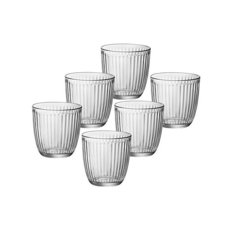 SET 6 VASOS BAJOS TRANSPARENTES LINE 29CL