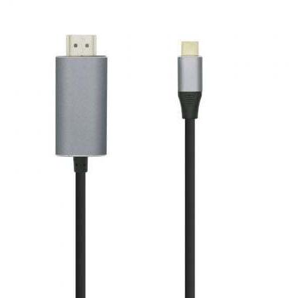 Cable Conversor Aisens A109-0392/ USB Tipo-C Macho - HDMI Macho/ Hasta 27W/ 1250Mbps/ 0.8m/ Negro