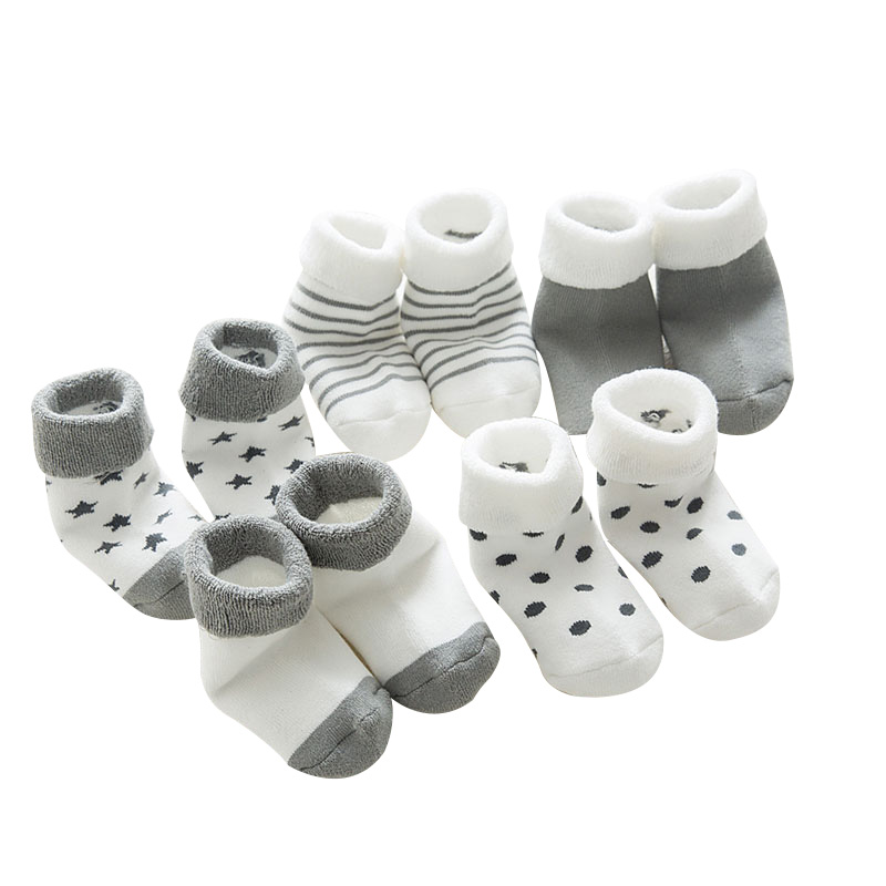 OmHO Calcetines De Algodón Grueso Para Recién Nacidos 5 Pares Diseño De Dibujos Animados Cómodos Y Calientes Para Niños Y Niñas