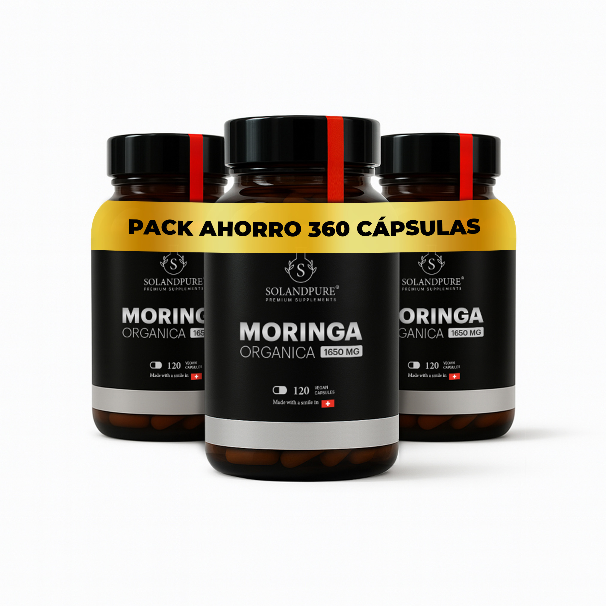 Moringa Oleifera Orgánica Pura 1650 mg – Pack Ahorro 360 Cápsulas Vegetales | Superalimento | 12 Meses de Suministro | Calidad Solandpure®