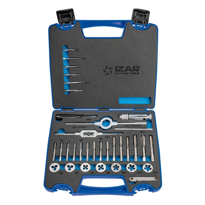 Juego Machos-Cojinetes Mano IZAR - 3406 - M3-M12 + Combi (Mod. 0) 33 Pcs.