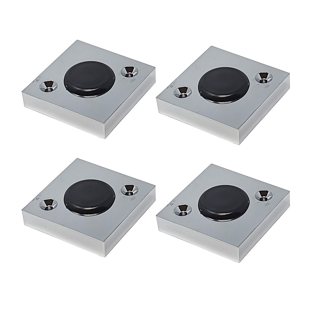 4un. Pata pie elevador de mueble altura 10mm en resina plastica ABS ANTIHUMEDAD chapado en cromo brillo con tapon contera deslizante