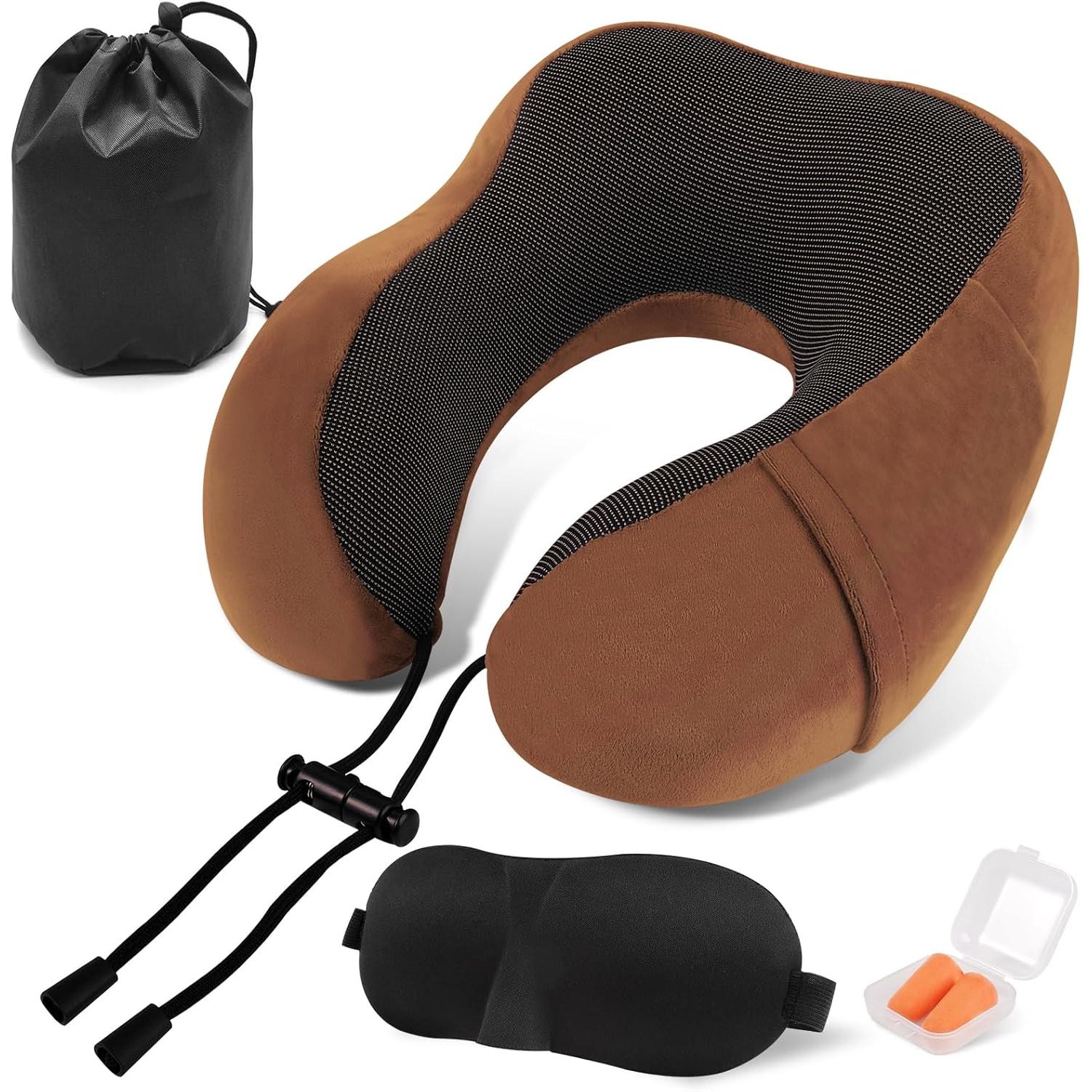 Artree | Almohada de viaje viscoelásta para cuello en forma de U (U-Pillow). Cojín de cuello de espuma para viajes en avión, tren, coche o el hogar. Almohada cervical