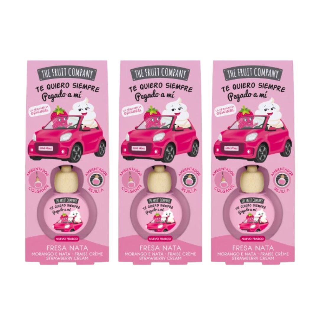 Ambientadores 360 - Pack de 3 Ambientadores Coche 2en1 The Fruit Company | Aroma Frutal, Absorbe Olores, Sin Alcohol, Extractos Naturales | Rejilla o Colgante | Larga Duración +45 Días