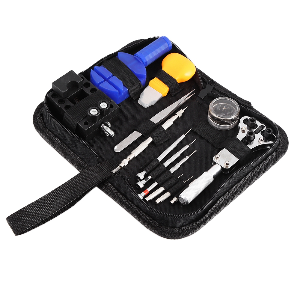 OmHome Kit de herramientas de reparación de relojes de 13 piezas, abridor de caja de reloj, barra de resorte, juego de tornillos y removedor