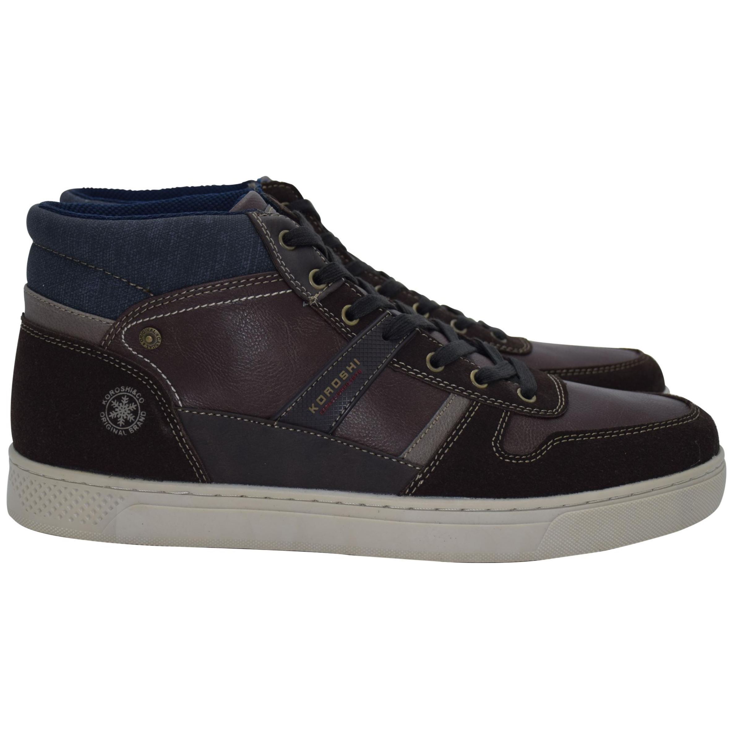 Koroshi - Botines con cordones para hombre modelo 1921XC03 de poliéster resistente, estilo urbano gris y marrón para otoño e invierno