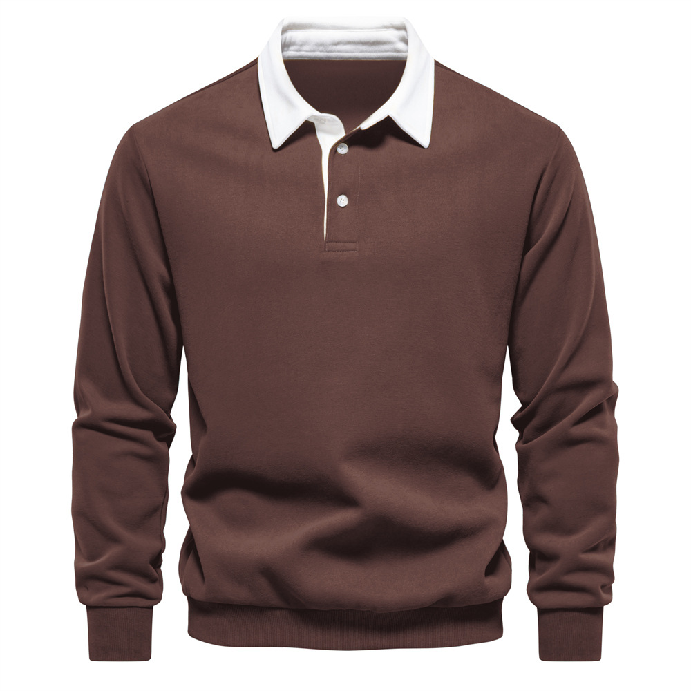 TK Sudadera de manga larga con cuello tipo Polo para hombre, sudadera moderna de talla europea, informal, versátil, de alta calidad, novedad de Otoño de 2024