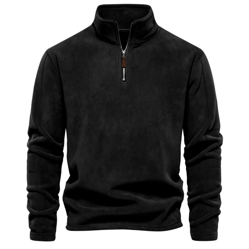 TK Sudadera de manga larga con cuello alto y media cremallera para hombre, estilo casual, color liso, ideal para otoño/invierno.