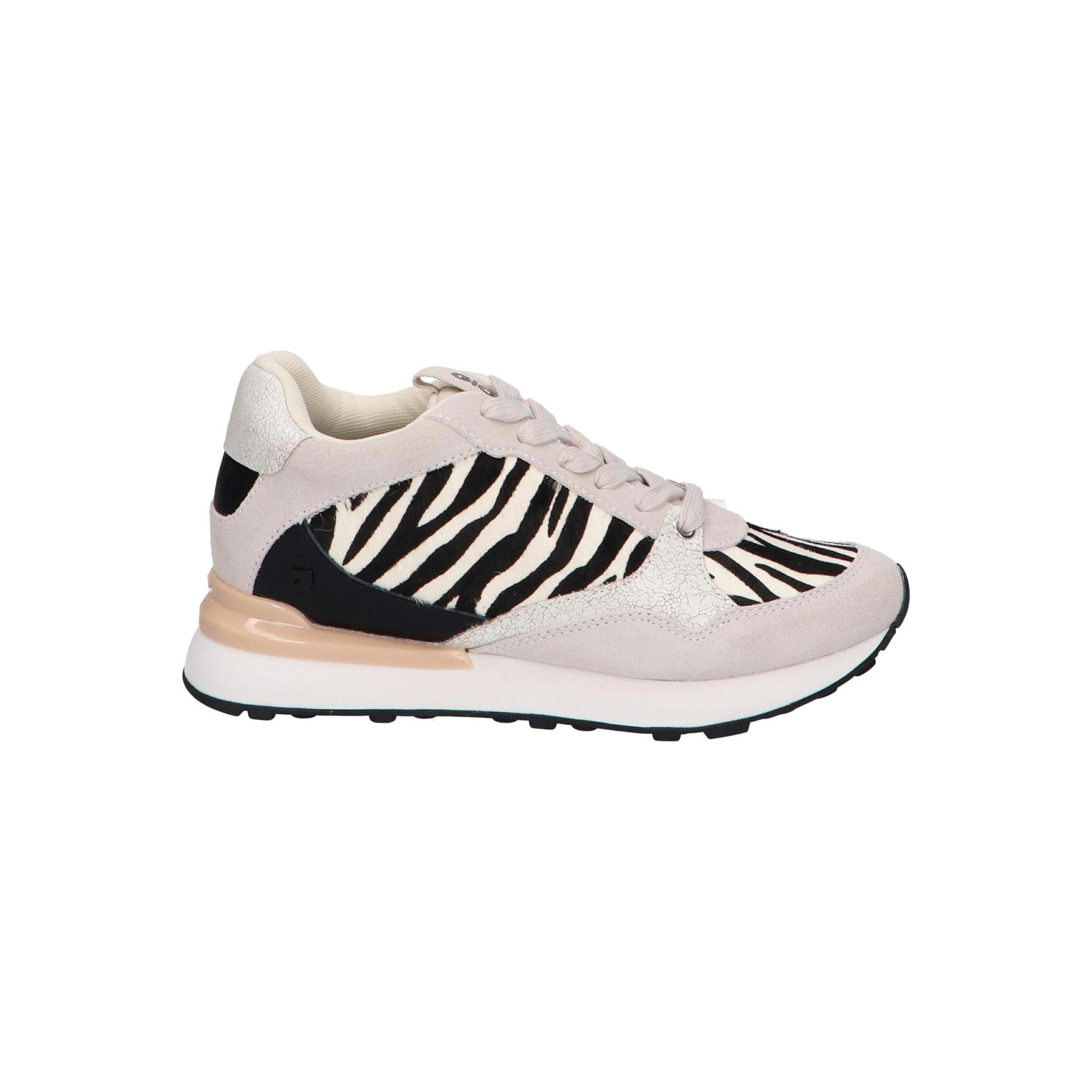 Beige Gioseppo Women's Casual Sneakers, made of leather with textile lining, lace-up closure, and closed toe, comfortable footwear for casual outings and spring fashion, ideal for versatile styling.