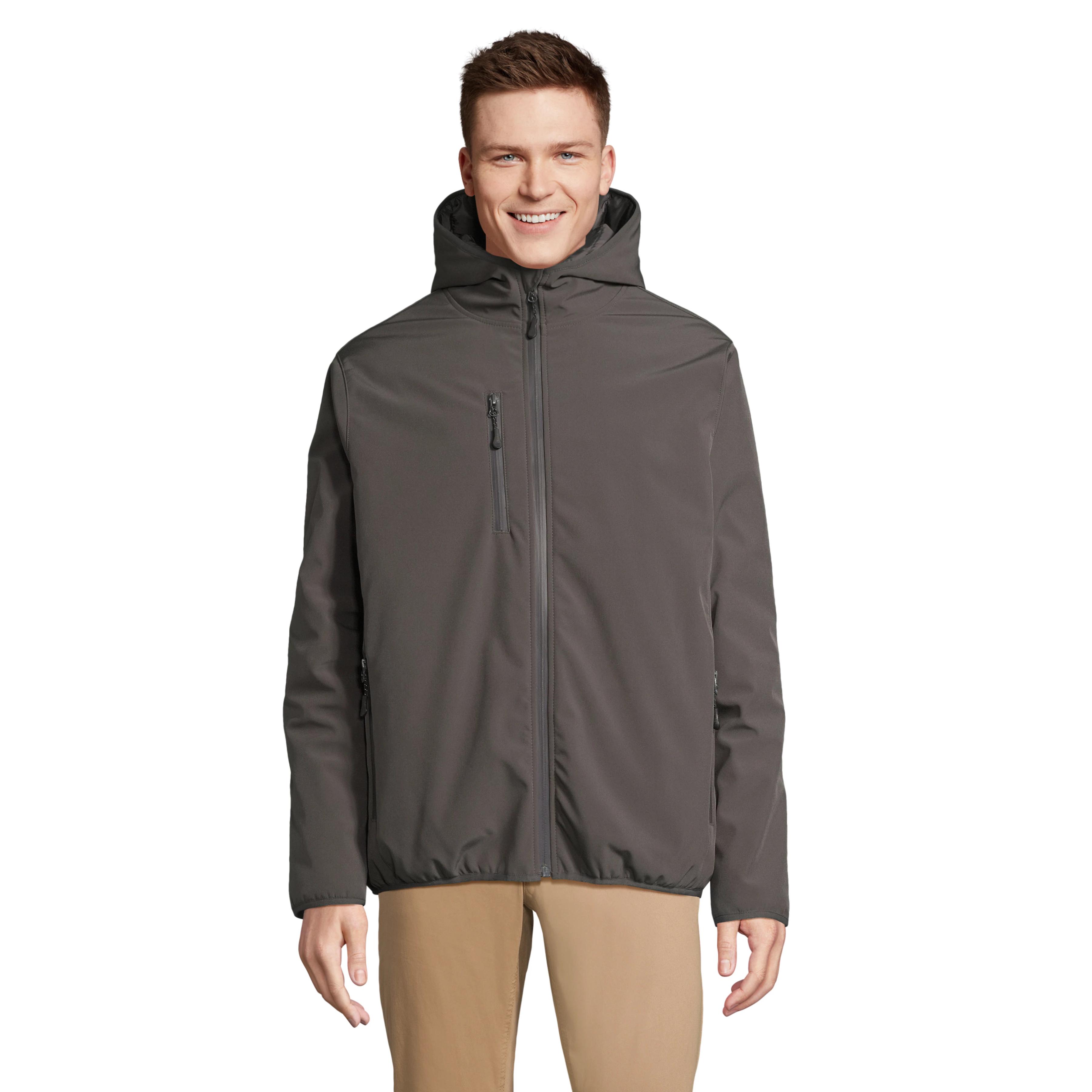 Chaqueta Softshell Hombre SOL'S FALCON Acolchada Invierno con Capucha y Cremalleras Impermeables, 5000 mm Transpirable, Hecha con Poliéster Reciclado