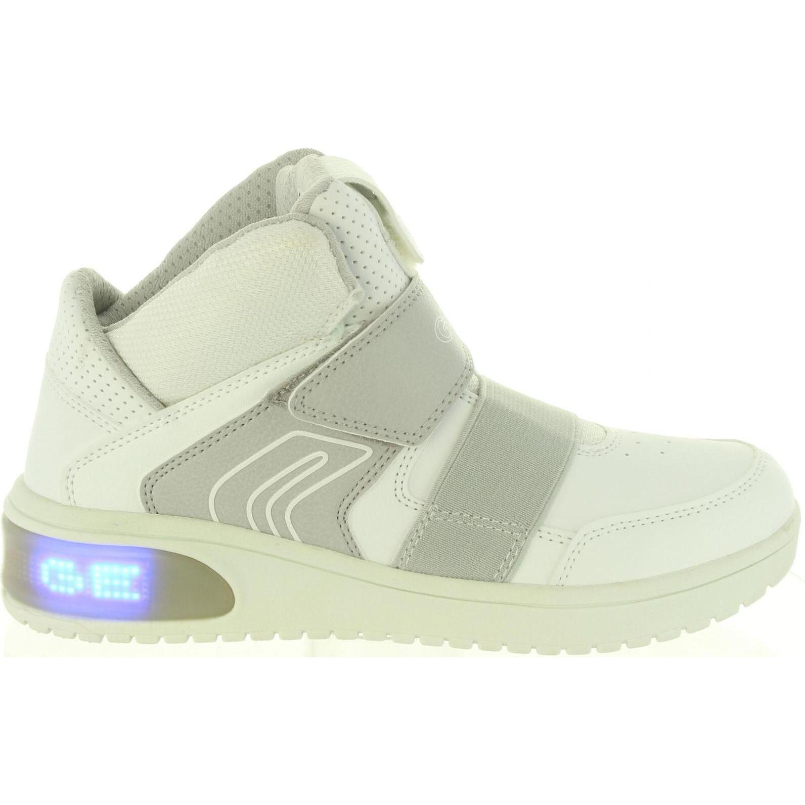 Geox J847QA 05411 J XLED C1000 WHITE Kids' Boots with LED Lights, modern white design, cushioned insole, non-slip flexible sole, perfect for autumn/winter, ideal for boys and girls.