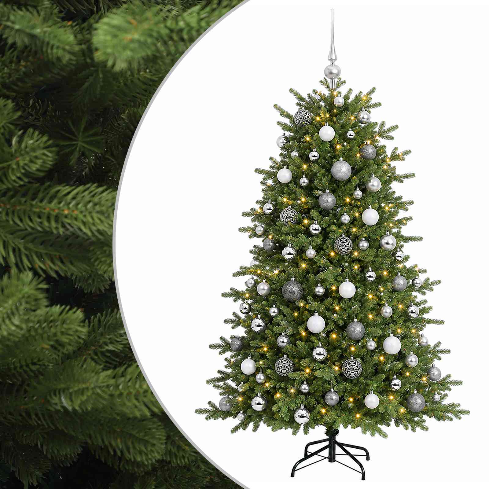 vidaXL Árbol de Navidad artificial con bolas 240 cm 300 LED Multicolor