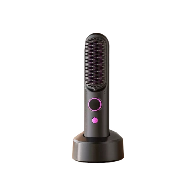Cepillo Alisador Pelo Inalambrica, Cepillo Alisador Portátil de Iones Negativos con Base de Carga 120-200 °C Calentamiento Rápido Recarga Plancha Pelo, Pantalla LCD