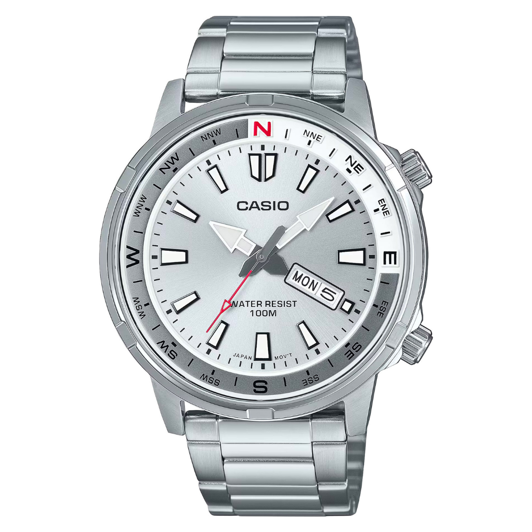 Casio Reloj MTD-130D-7A Inoxidiable Maple Brújula manual