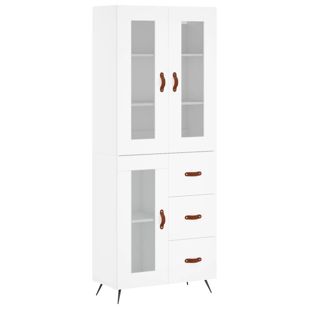 Vidaxl Aparador Alto Madera Contrachapada Blanco con Brillo