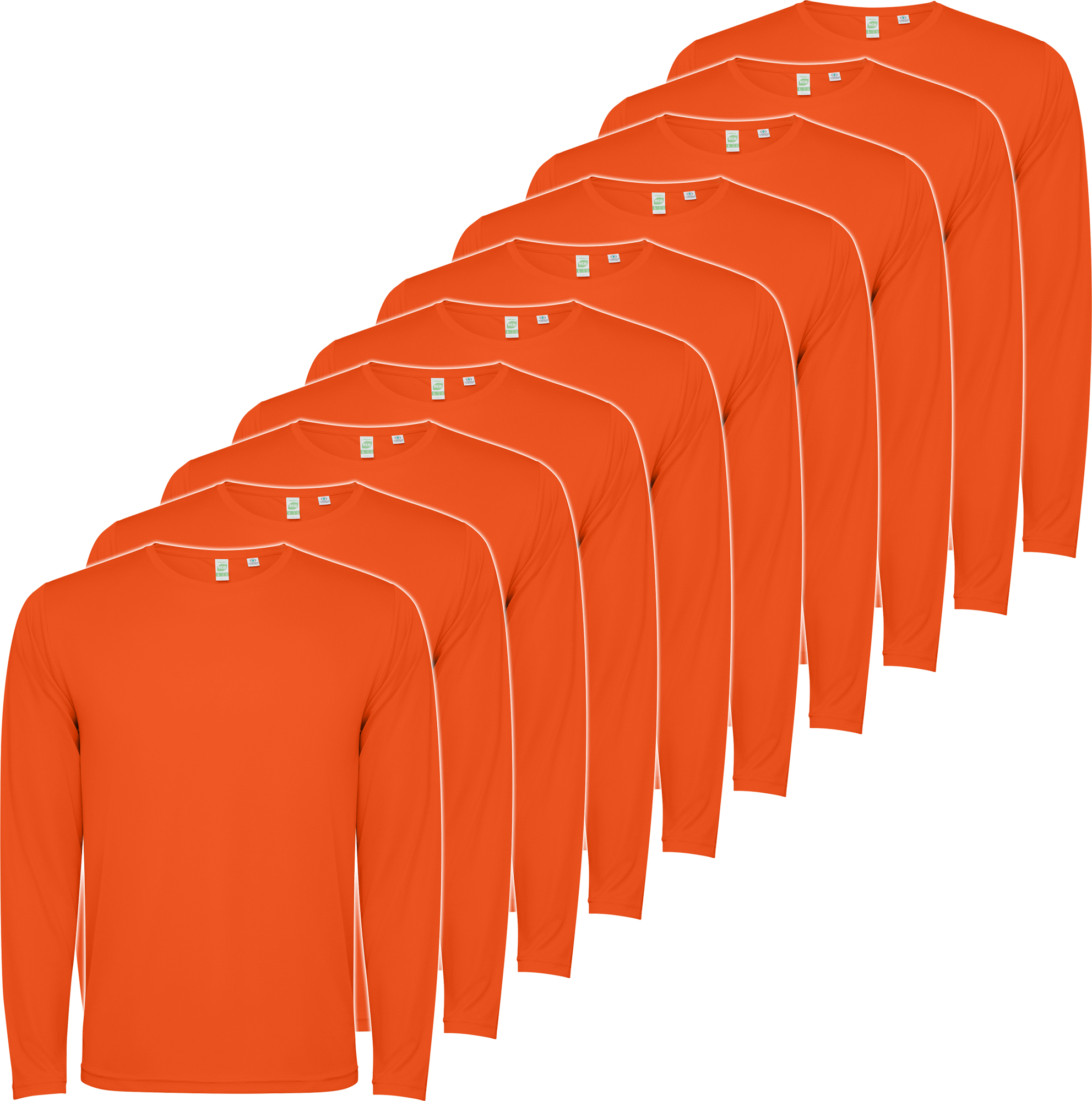 PACK 10 | Camiseta Técnica Manga Larga | Poliéster | Transpirable | Roly