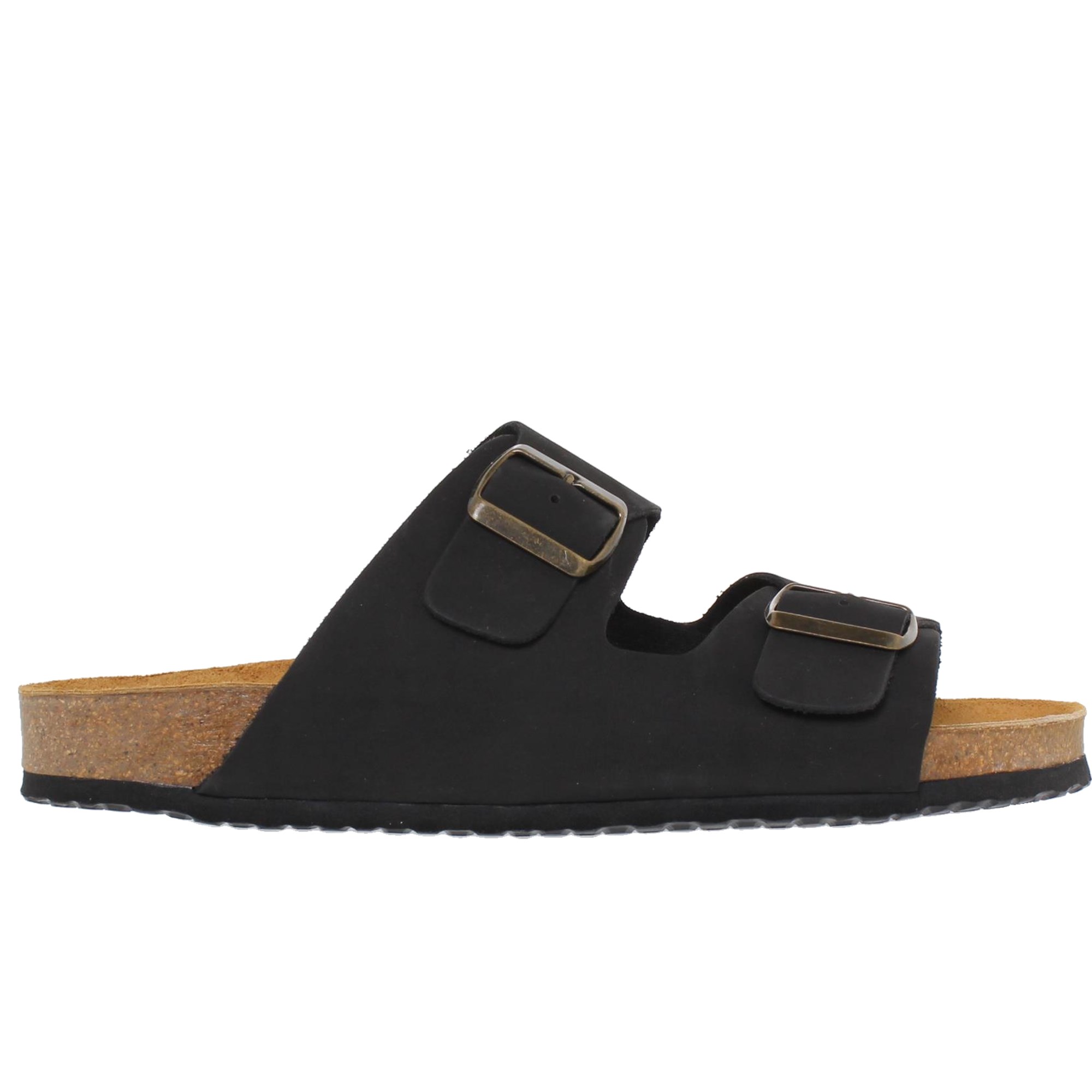 Sandalia Bio Hombre Piel 2 Hebillas Negro - Casual 8020CA