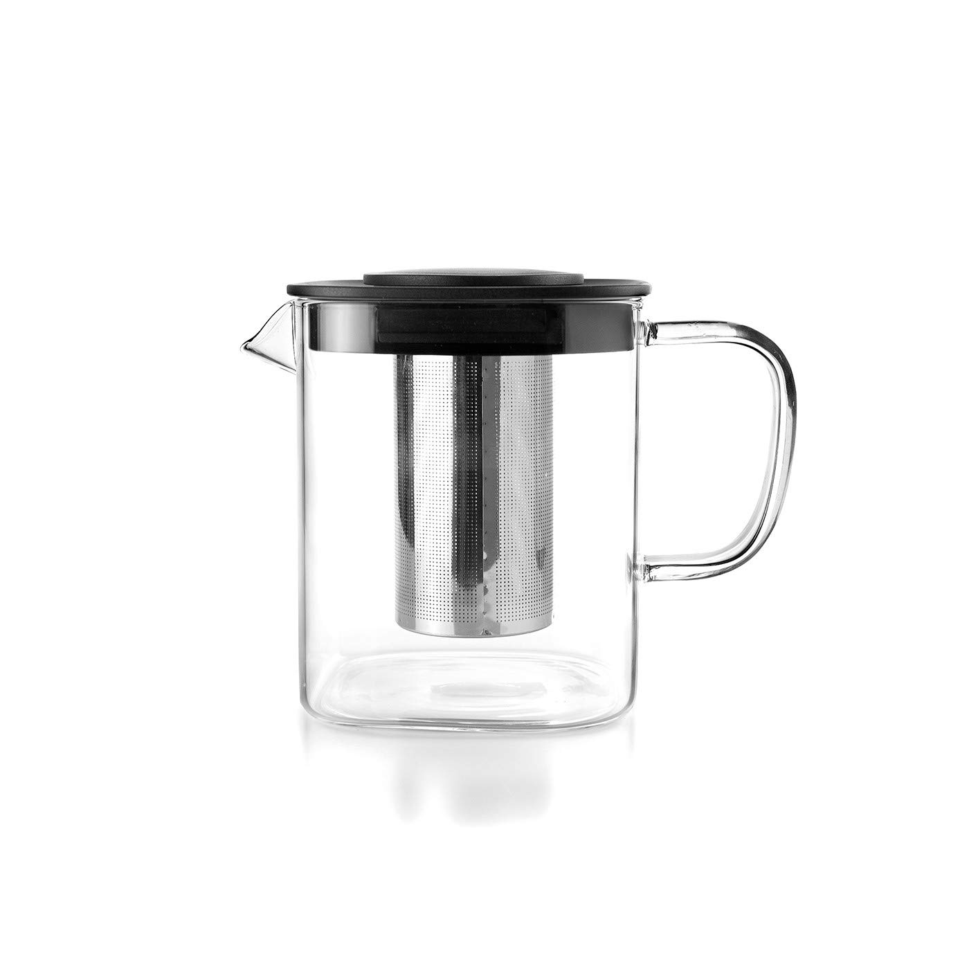 IBILI - Hervidor con filtro Square, 1 litro, Borosilicato y Acero Inoxidable 18/10